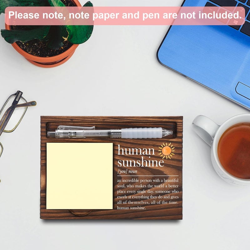 FTONENI Human Sunshine Gifts, Appreciation Gifts, Thank You Gifts, Sticky Note Holder, Post-it Note Dispenser for Desk, Wooden Post-it Note & Pen Holder 6.5" x 4.7" - FTA106 - Image 4